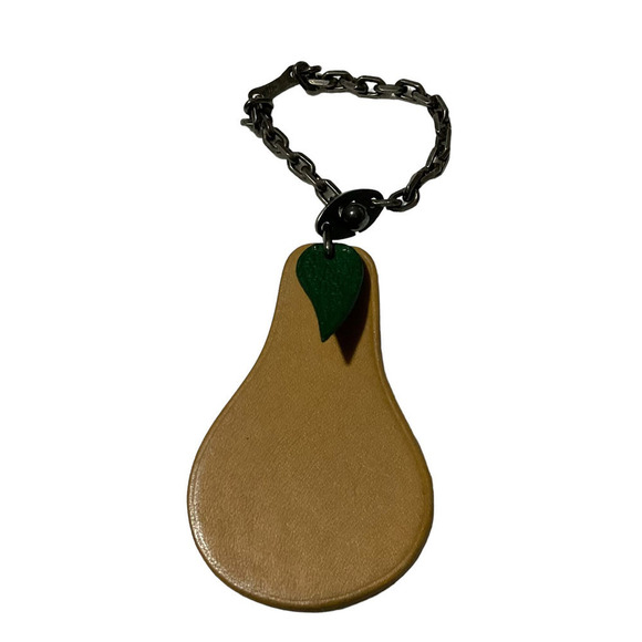 HERMES LOGO FRUIT MOTIF KEY CHAIN BAG CHARM LEATHER OCHER ACCESSORY BOXED - Picture 12 of 12